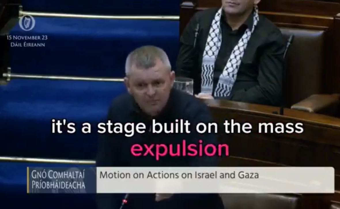 Irish MP: Israel a terrorist state built on mass explosion and murder