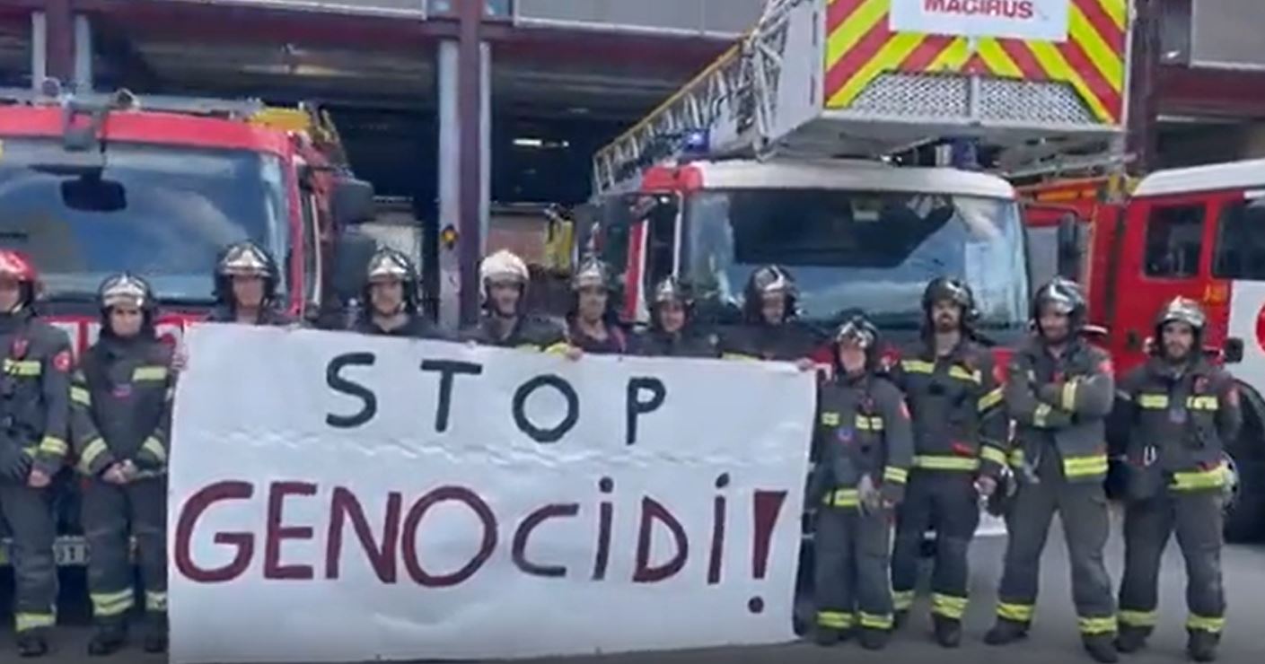 Video: Firefighters in Barcelona protest demanding end to Israel genocide in Gaza