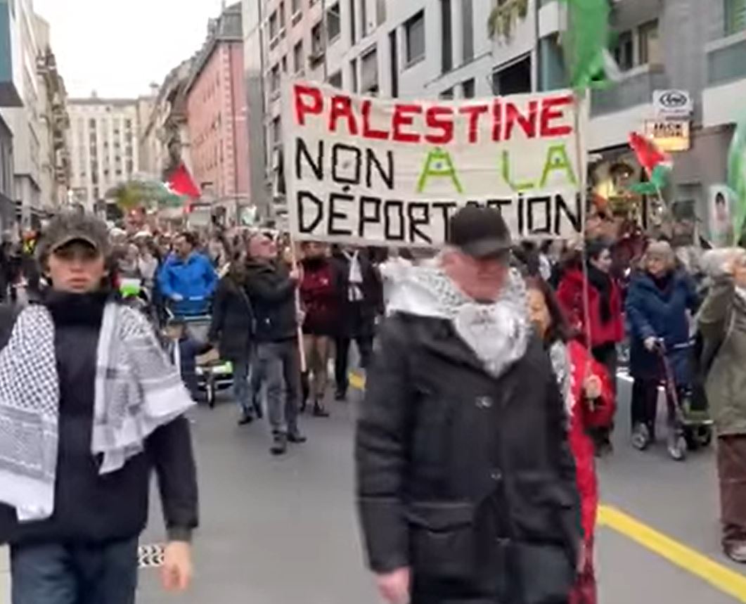 Video: Thousands marched in Geneva despite cold weather in solidarity with Palestine