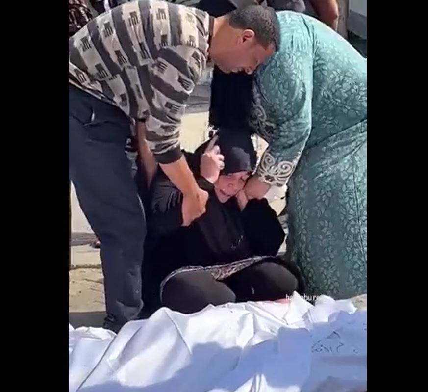 فيديو / أم ثكلى تبكي بسبب فقد أولادها في الغارات الصهيونية العشوائية