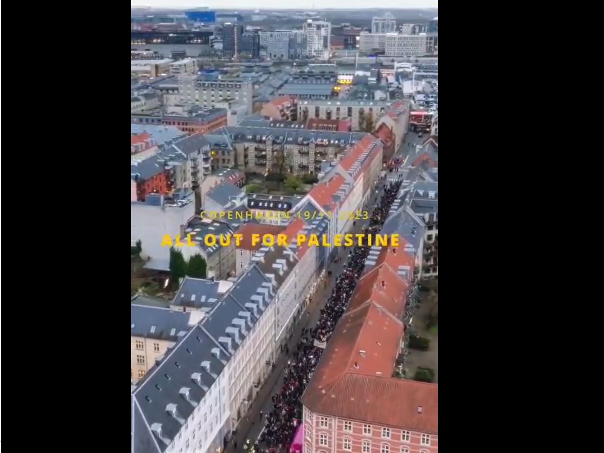 Video: Massive pro-Palestine rally in Copenhagen, Denmark 