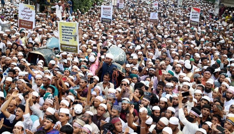 Islamic Workers Movement stages a protest in Dhaka, Bangladesh