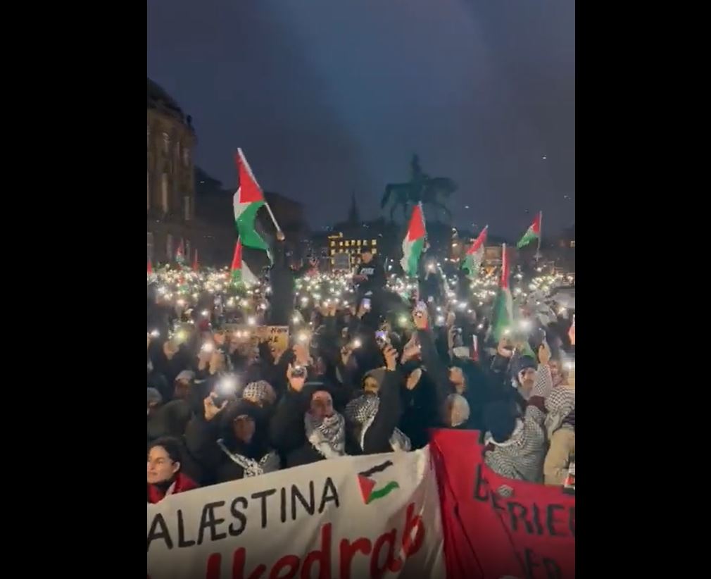 Video: Large protest in Copenhagen in solidarity with Gaza and Palestine