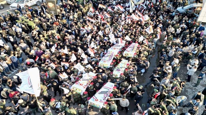 الحشد الشعبي يشيع شهداءه الذين قضوا اثر الاعتداء الامريكي الغادر