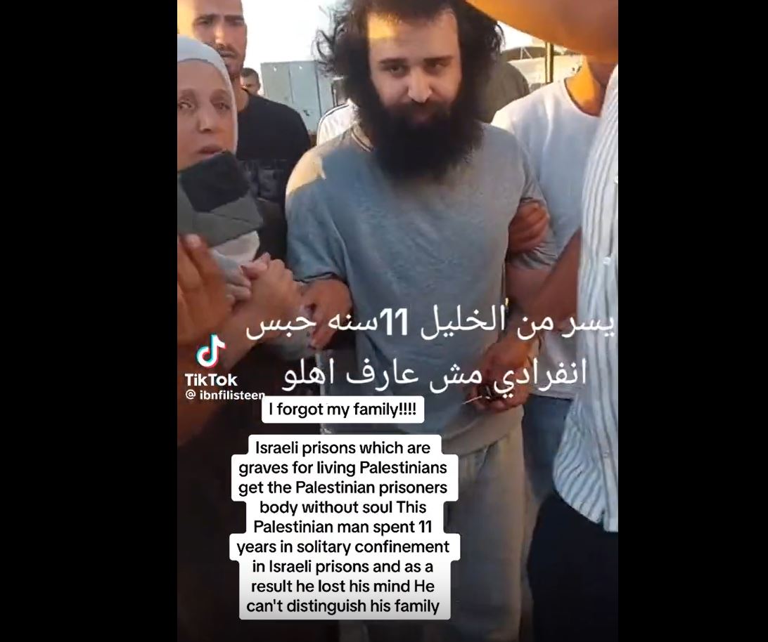 Video: Palestinian political prisoner in Israeli solitary confinement for 11 years loses his memory and family