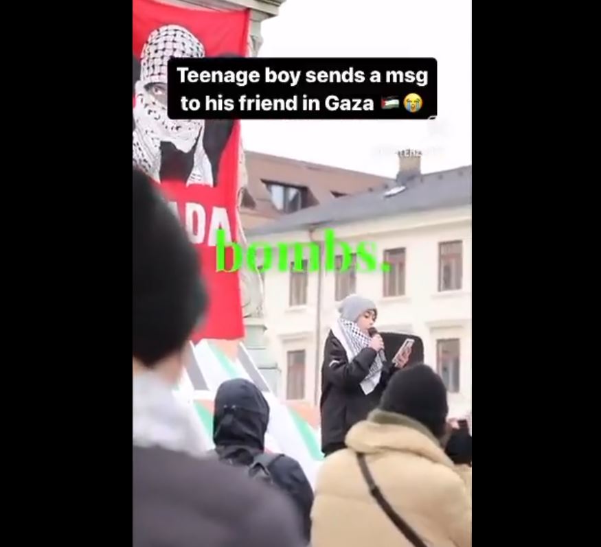 Video: In a solidarity with Gaza, a teenage boy delivered an impassioned speech Sweden