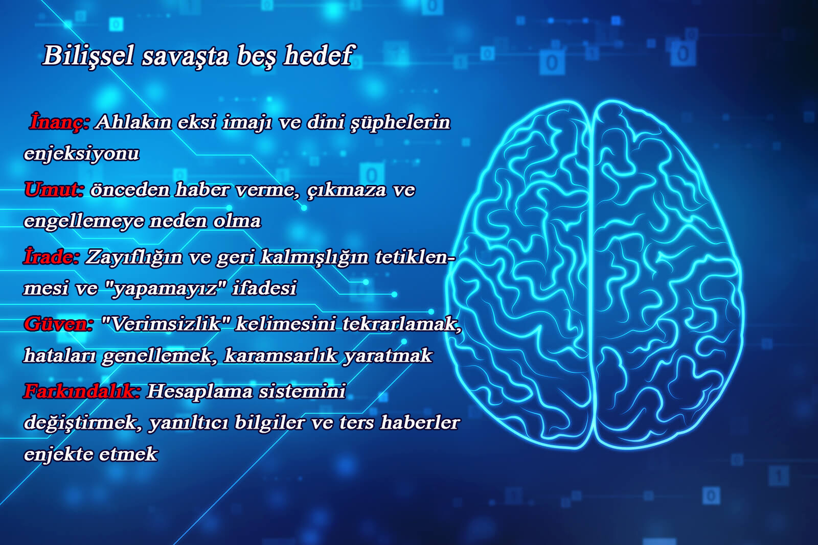 Bilişsel Savaşta Beş Hedef