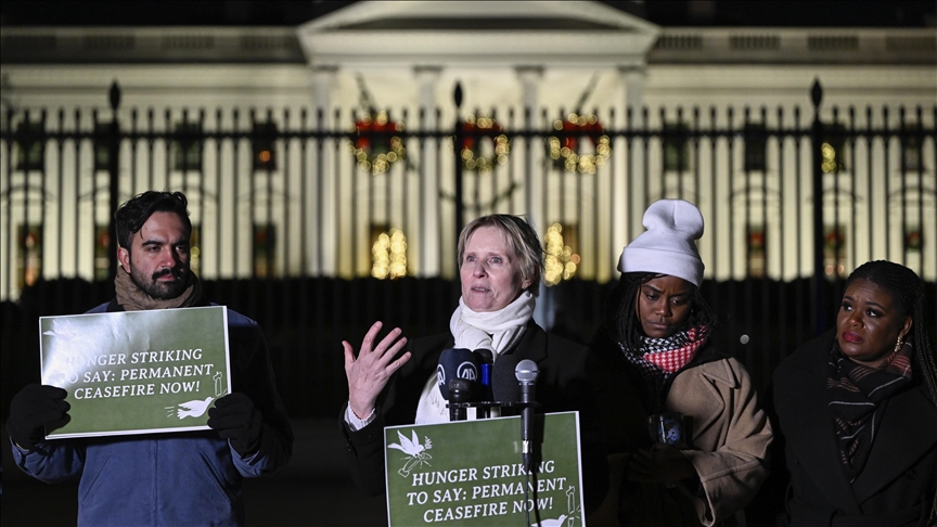 US Congress members visit hunger strike calling for permanent cease-fire in Gaza