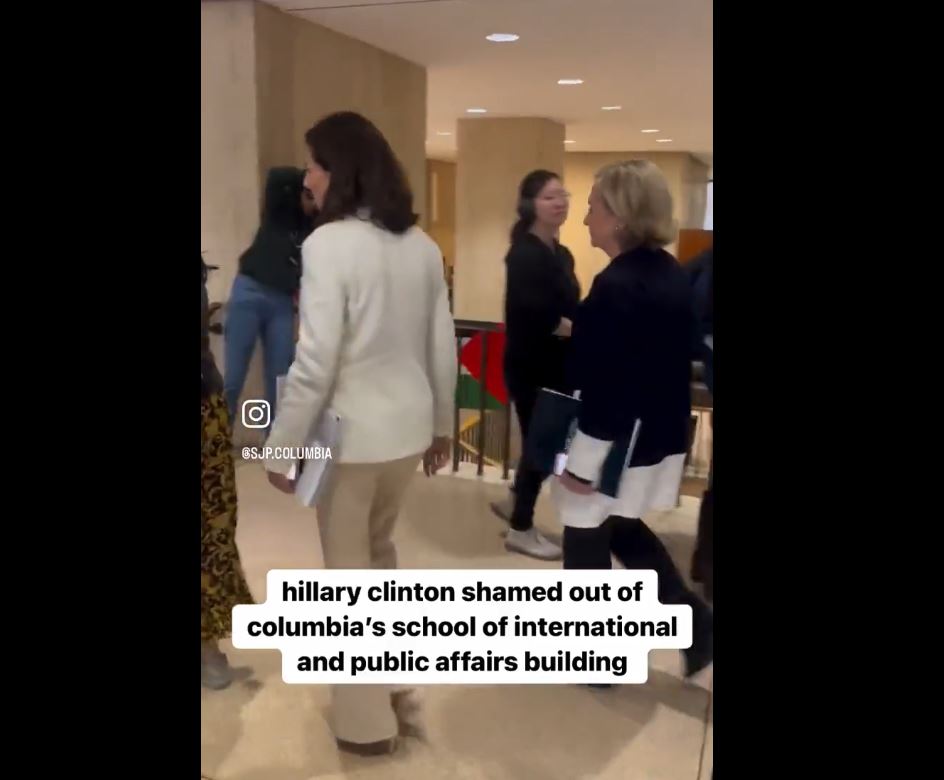 Hillary Clinton confronted sit-in for Palestine and urged to leave Colombia Univ