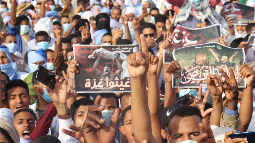 Mauritanians demonstrate outside US embassy in solidarity with Palestine