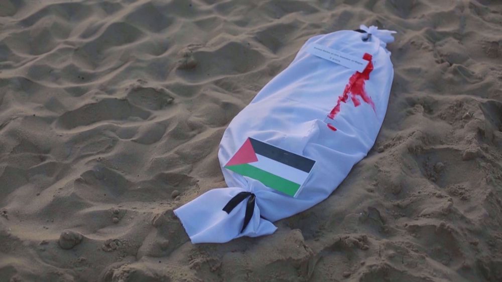 Shrouds with names of killed Gazan children line Rio de Janeiro's Copacabana beach in anti-war protest (+Video)
