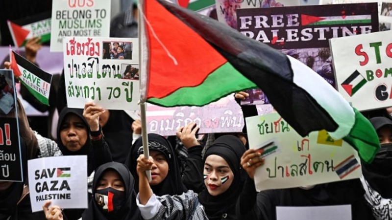 タイで、イスラム教徒らが集結しパレスチナ市民への支持を表明
