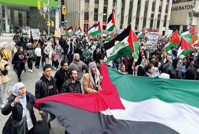 فيديو | مسيرة غير مسبوقة دعما للقضية الفلسطينية في كندا