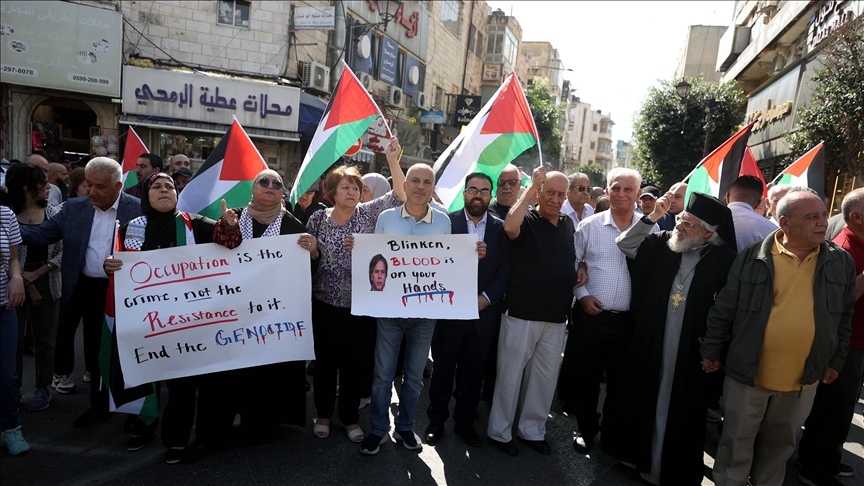 Video: Palestinians protest Blinken’s surprise visit to Ramallah
