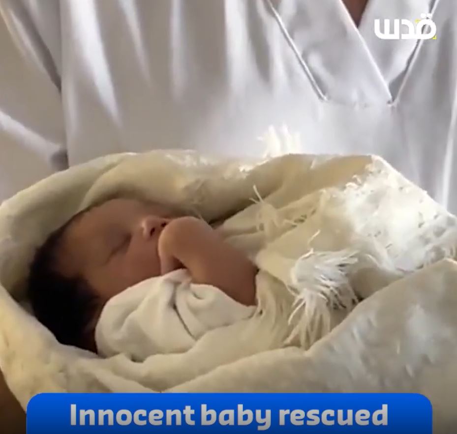 Video: 2-day-old baby pulled out alive from rubble today in Gaza