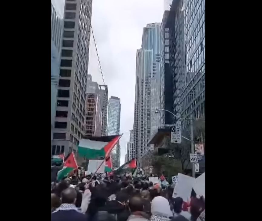 Video: Hundreds march in Toronto, Canada supporting Palestine against Israeli attacks