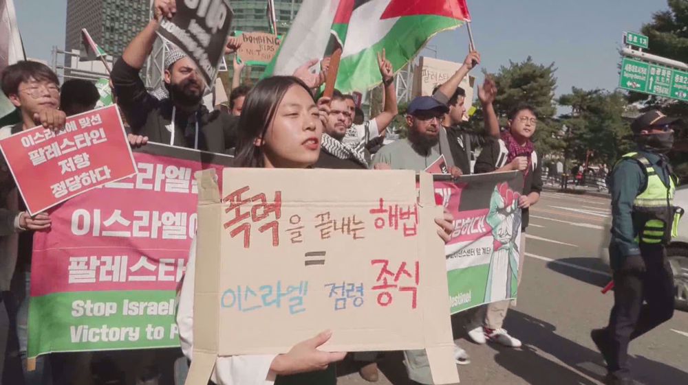 Video: South Koreans rally in support of Palestinians
