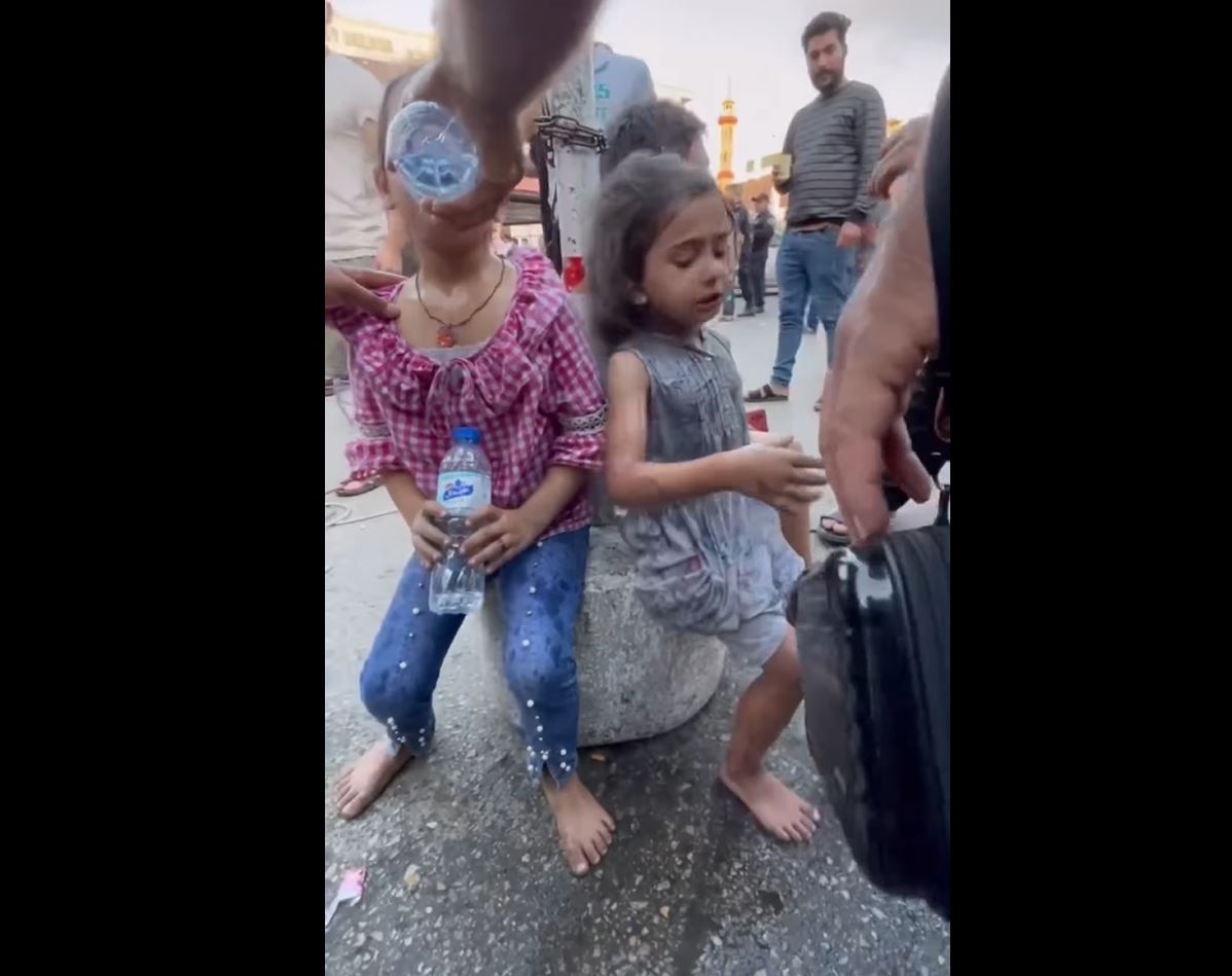 Video: Terrified Palestinian children crying after injured in Israeli airstrike on Gaza