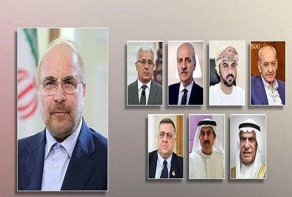 قاليباف يبحث مع رؤساء برلمانات 7 دول إسلامية اخر المستجدات في غزة