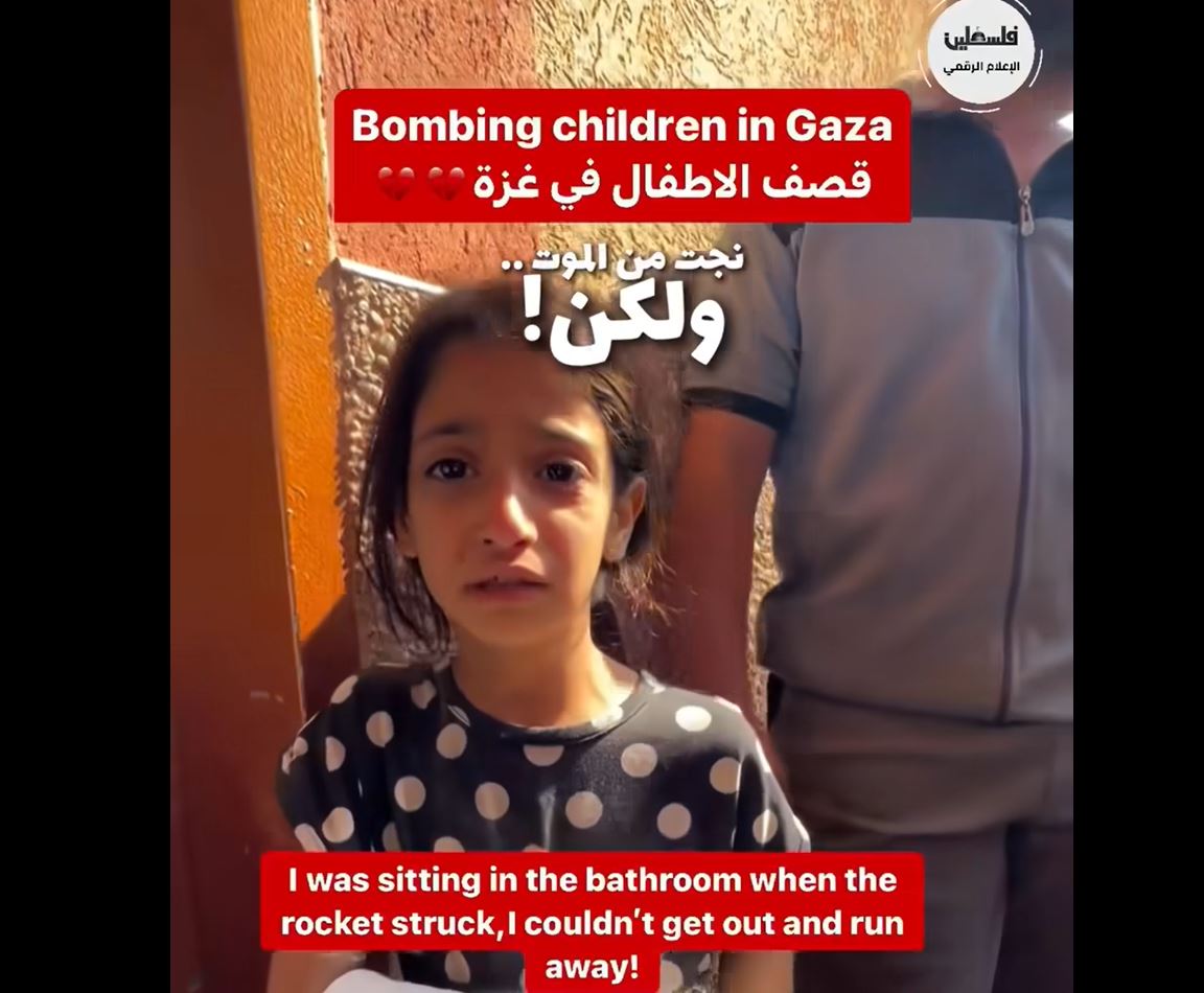 Video: Palestinian little girl describe how survived from Israeli bombardment 