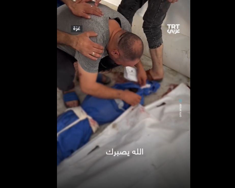 Video: Moment a father found his son among martyrs in Al-Shifa Hospital of Gaza after hours of searching