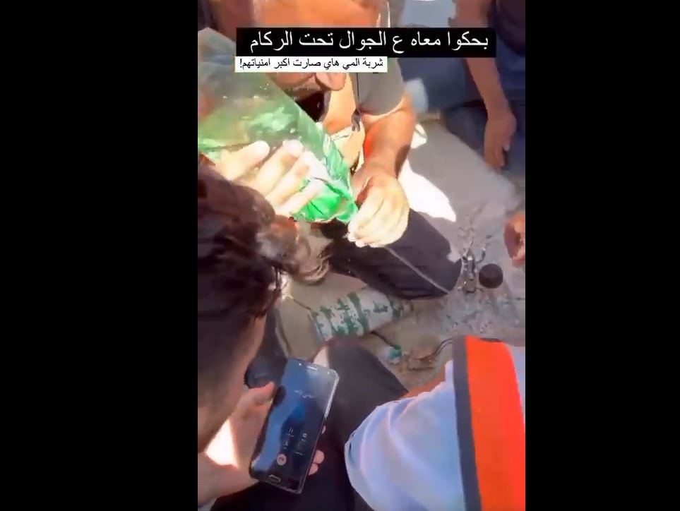 Video: How civil defense teams in Gaza barely able to let a man trapped under rubble drink
