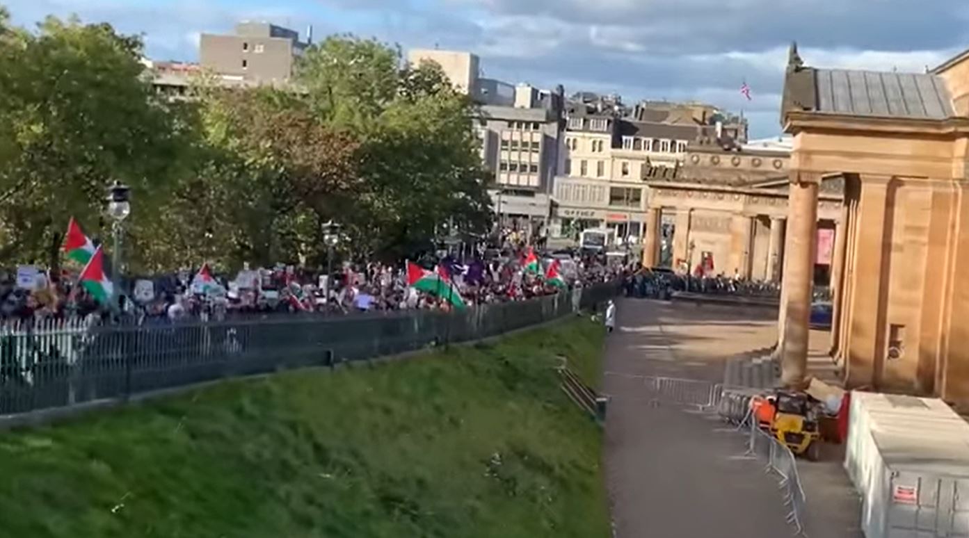 Video: Mass demonstration in Edinburgh, Scotland in solidarity with Gaza and Palestine resistance 