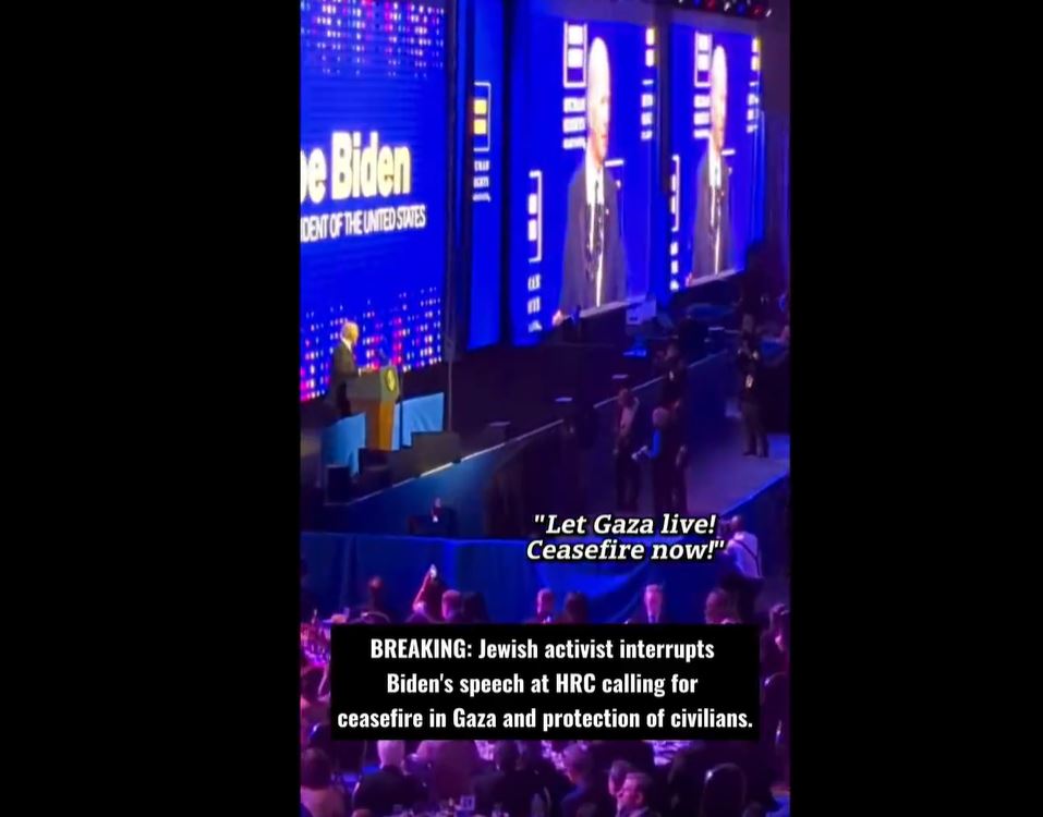 Video: An anti-Zionist Jewish activist interrupts Biden’s speech at Human Rights Campaign 