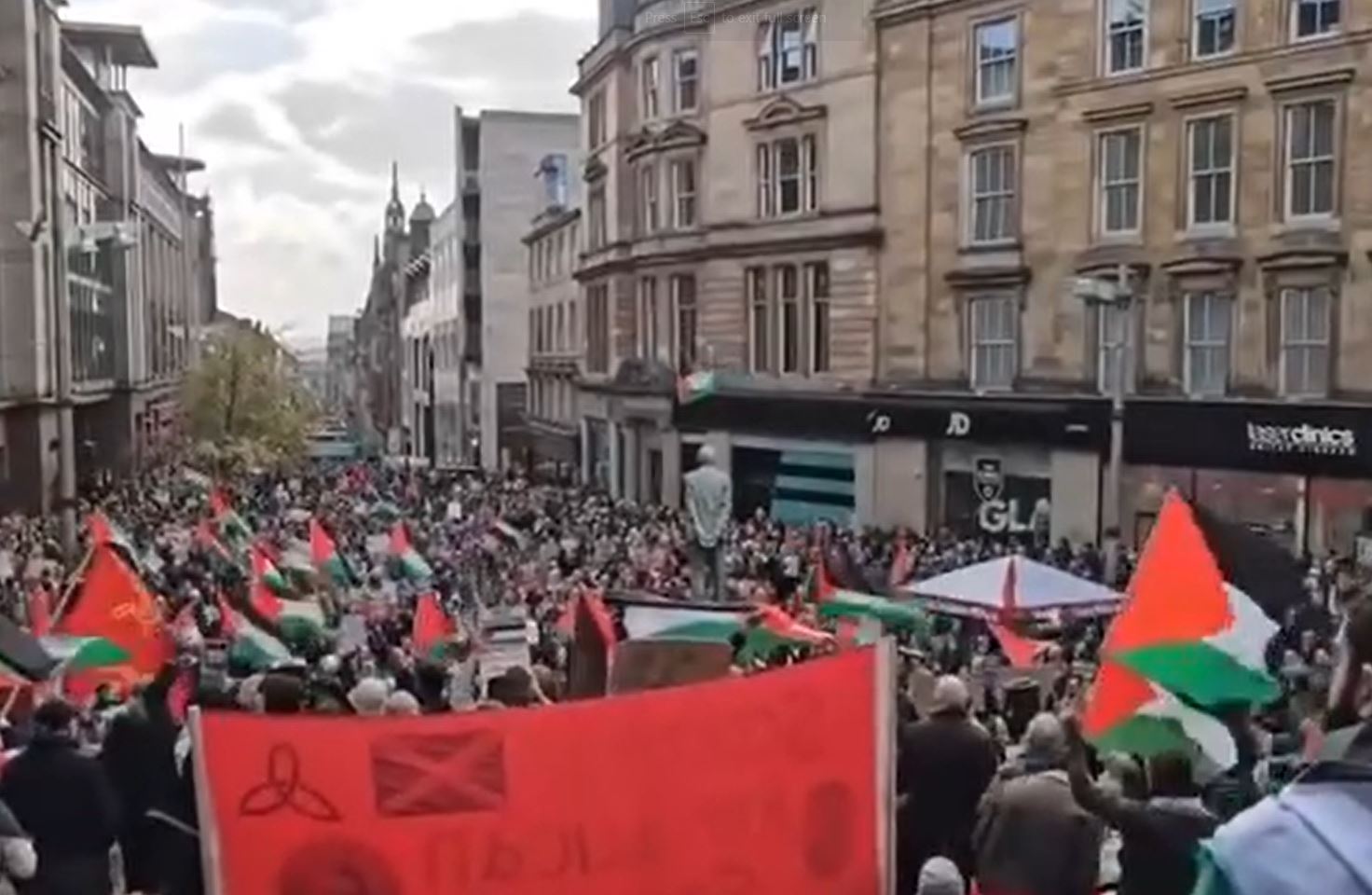 Video: Dozens held a rally in Glasgow, Scotland in support of Palestine