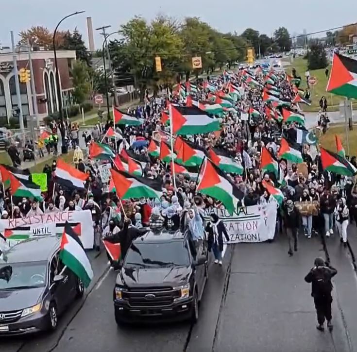 Video: Pro-Palestine protest march in Michigan, US