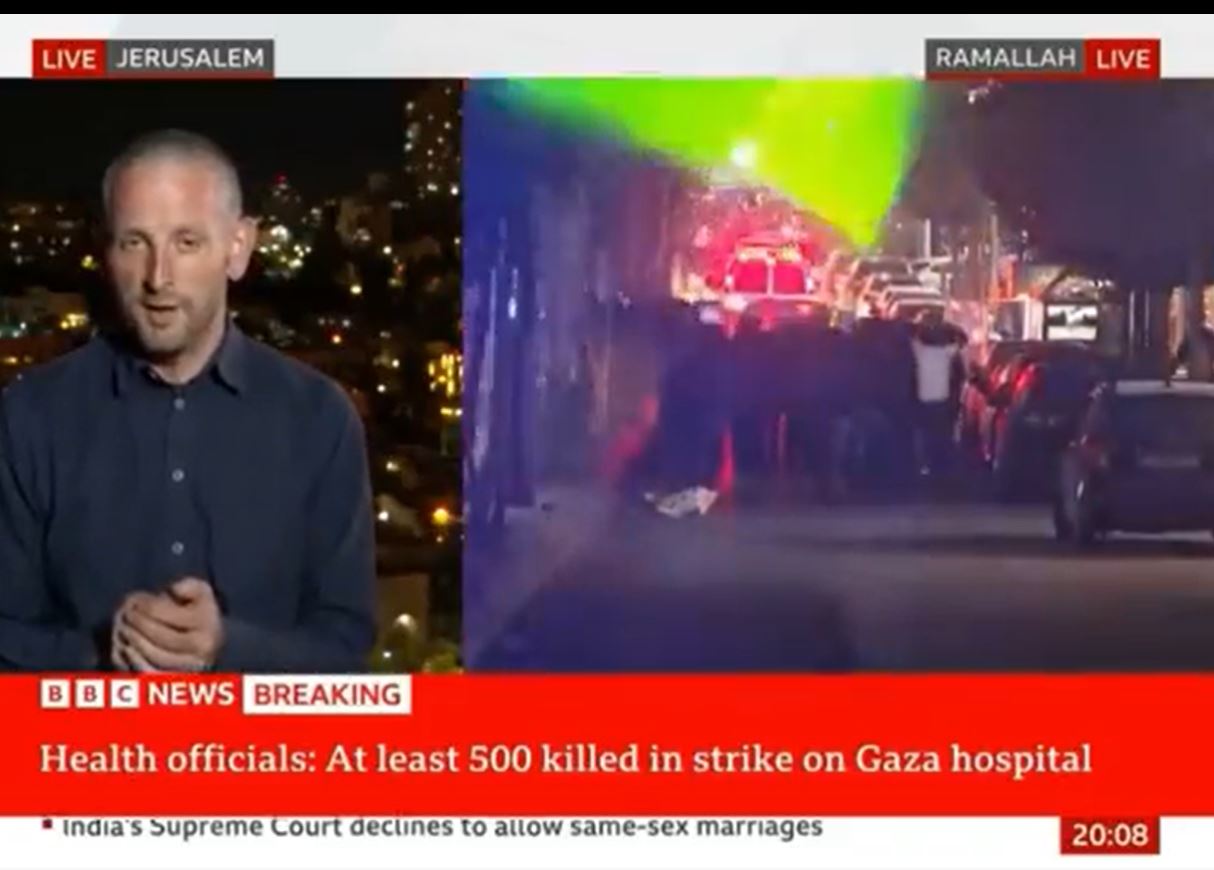 Video: BBC, MSNBC reporters confirm Israel responsible for mass murder at Baptist Hospital of Gaza 