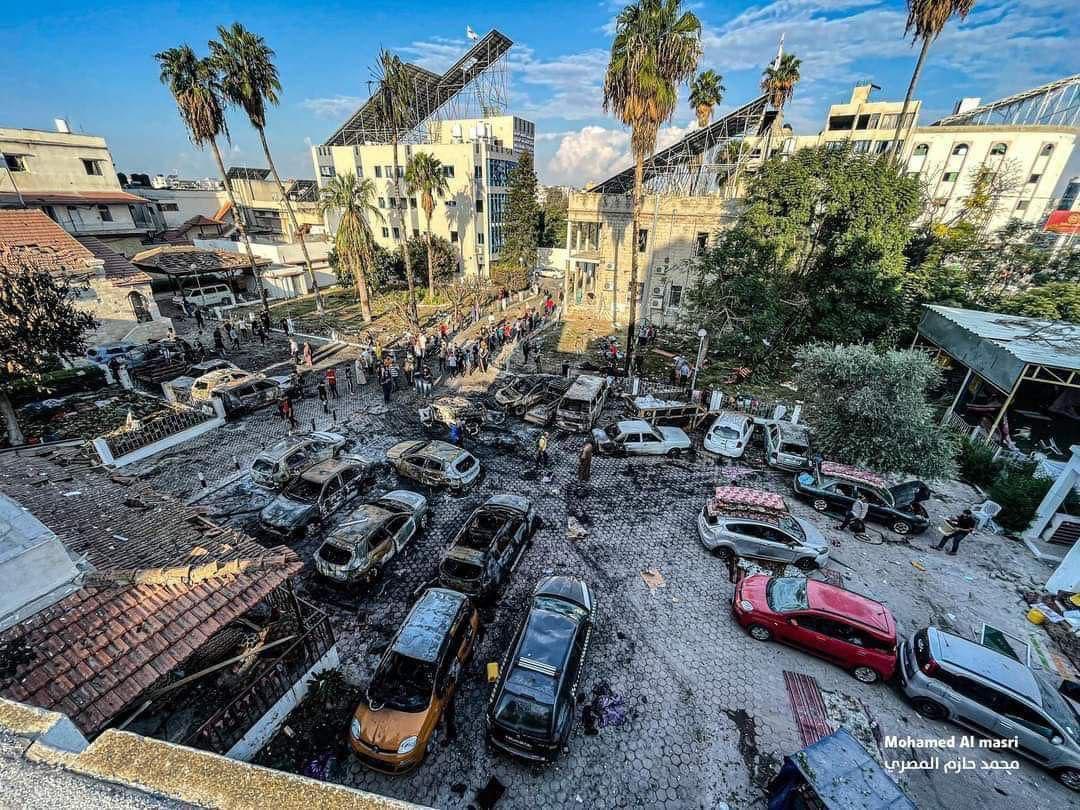 Pic: A picture of Baptist Hospital in Gaza City after heinous massacre by Israeli 