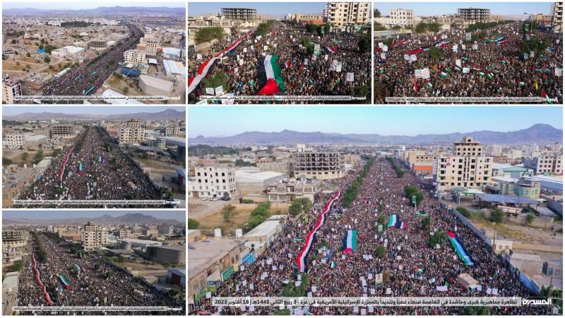 طوفان غضب في صنعاء تنديدا بالمجزرة الإسرائيلية الأمريكية المروعة في غزة