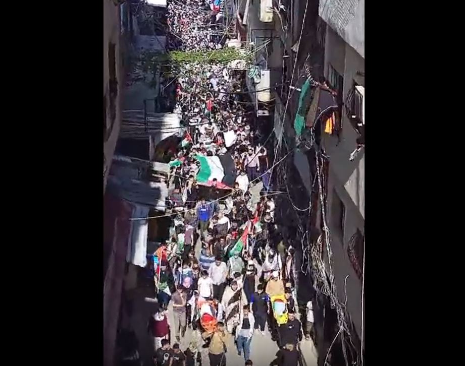 Video: Thousands of Palestinian in Al-Baddawi refugee camp, Lebanon protest against Israeli genocide in Gaza
