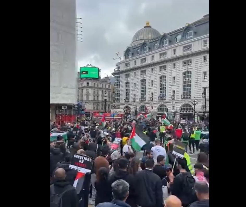 Video: Massive protest in London in solidarity with Palestine 