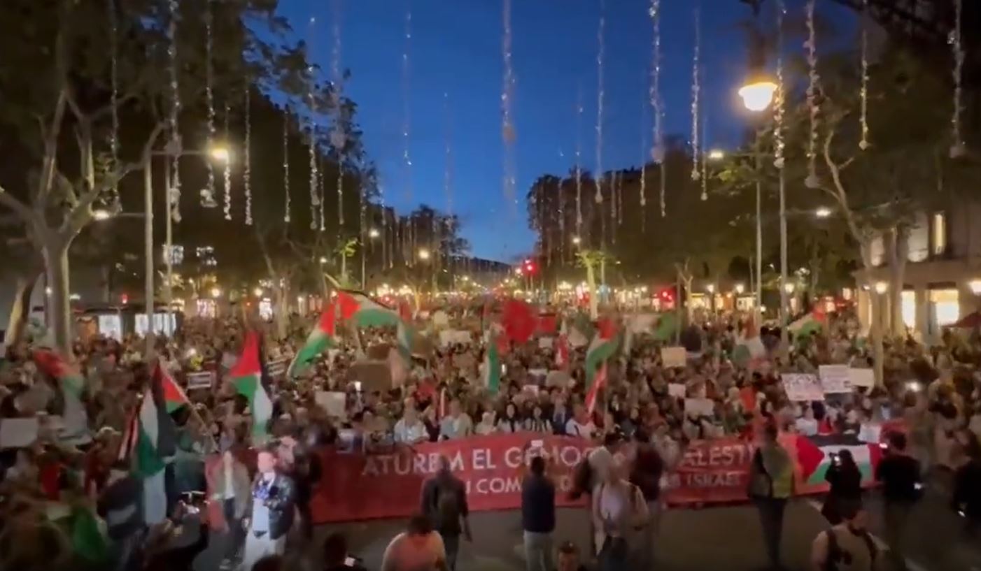 Video: Massive protest rally in Barcelona, Spain in solidarity with Palestine