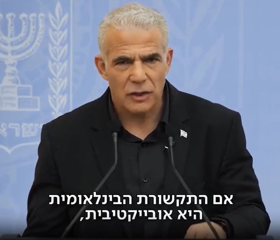 Video / Israel's former PM 'Lapid': "If Int'l media is objective, it serves Hamas"