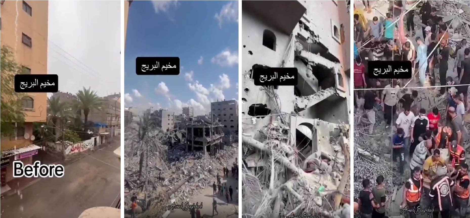 Video: View of Bureij refugee camp in Gaza before and after Israeli genocide campaign