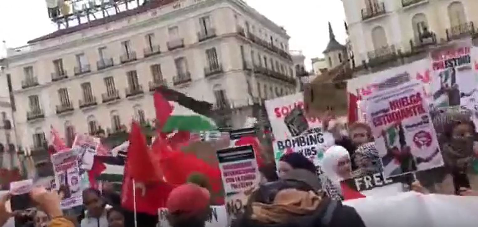 Video: Mass demonstrations in Madrid, Spain in support of Gaza 