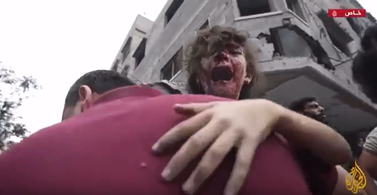 Video: Documentation by Al Jazeera of Israeli massacre committed in Gaza earlier today