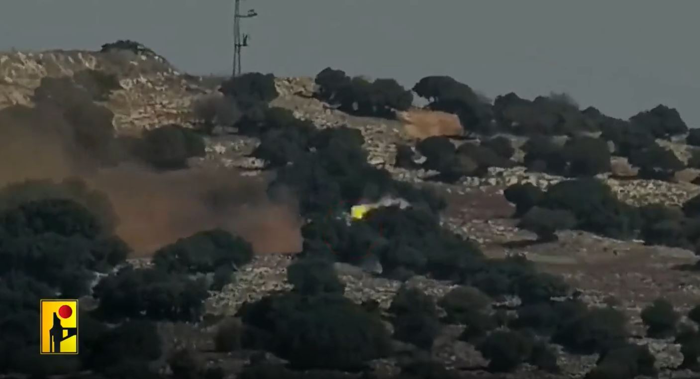 Video: An Israeli Merkava tank targeted in vicinity of Avivim Barracks with Hezbollah guided missiles
