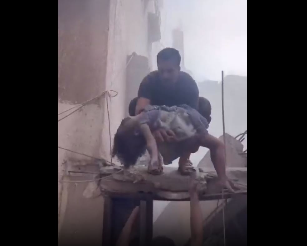 Video: Innocent little Gazan girl pulled out from rubble of a home destroyed by Israeli airstrikes