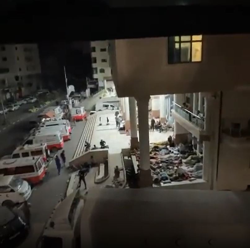 Video: Situation of Gaza Al-Quds Hospital with 14000 displaced after Israel threatened to bombardment it