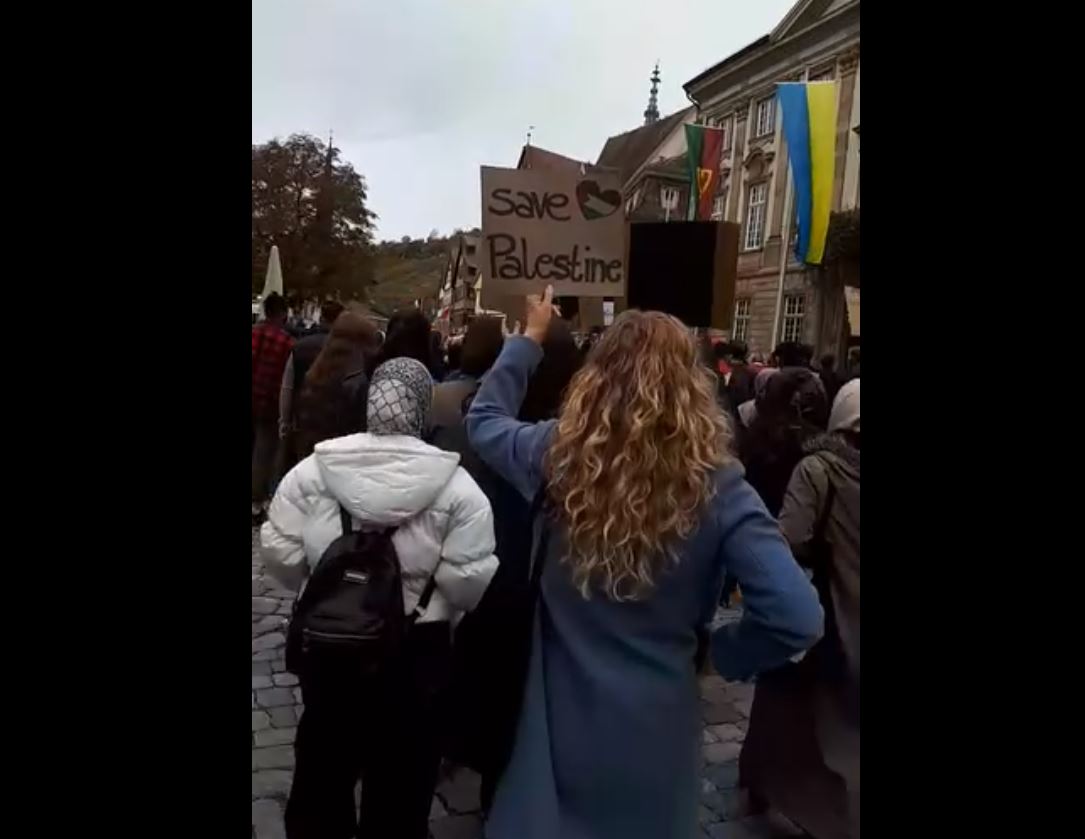 Video: Protest rally in Esslingen, Germany call to stop brutality by Israel against Palestinians 