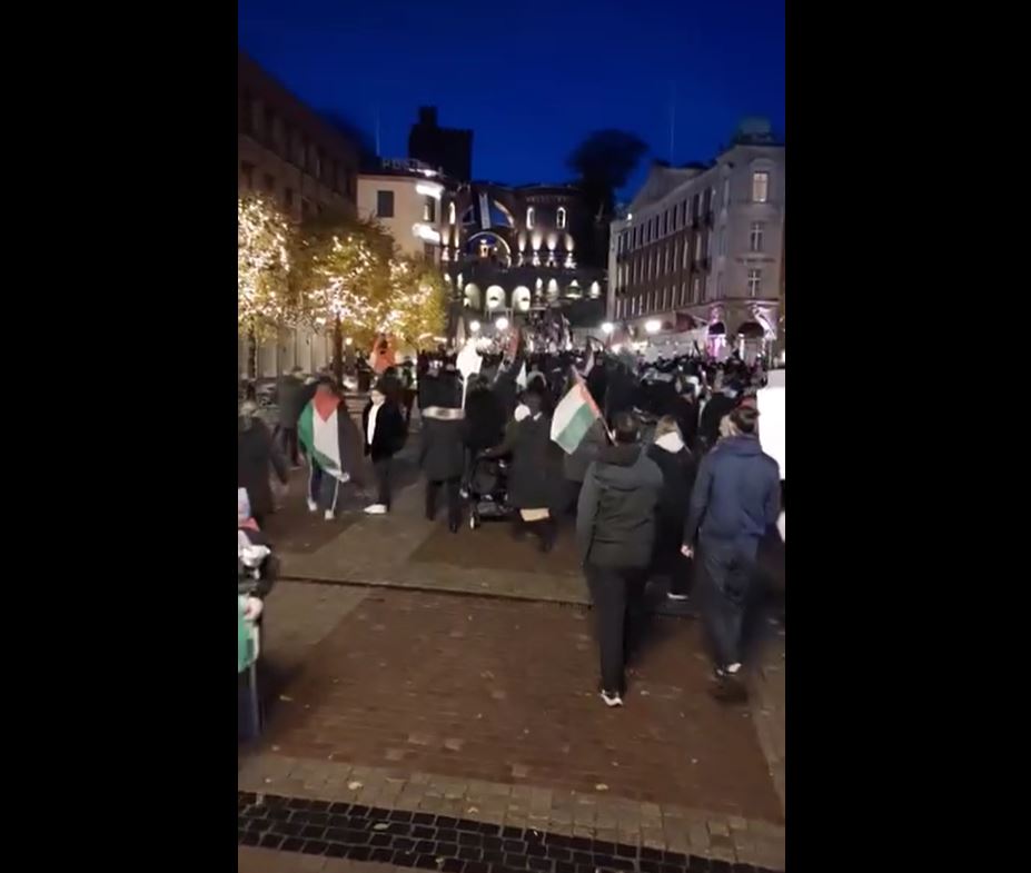 Massive march in Helsingborg, Sweden in solidarity with Palestinians, against Israeli massacres in Gaza