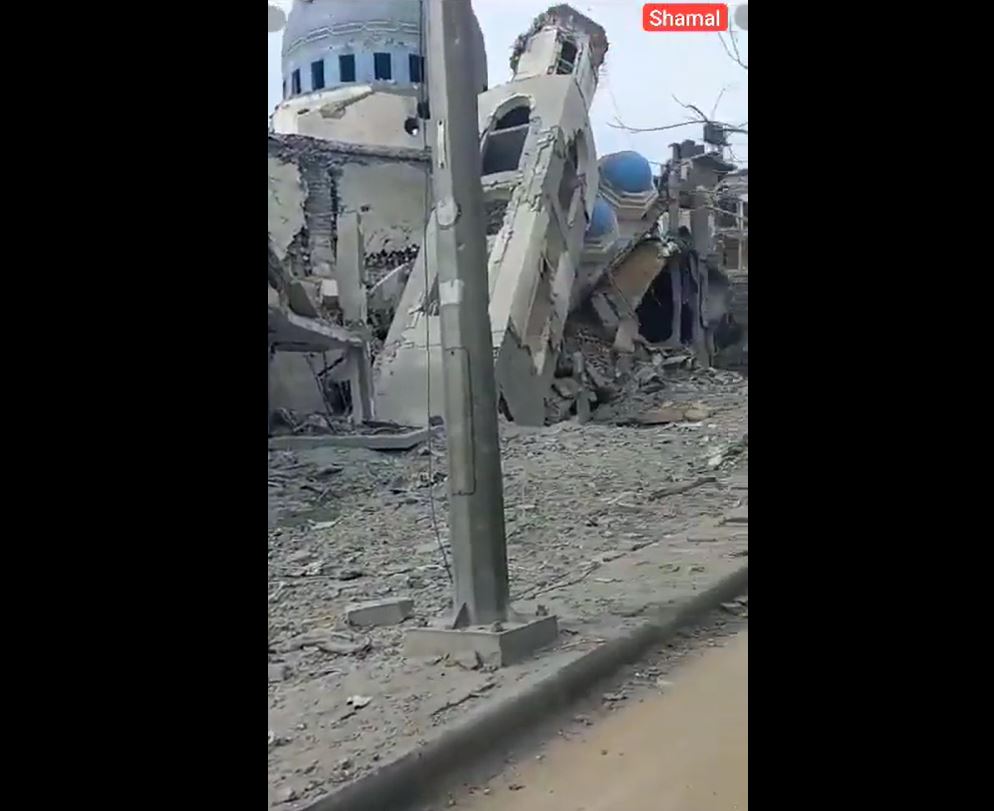 Video: Israeli airstrikes reduce a mosque to rubble in town of Beit Lahiya, N Gaza