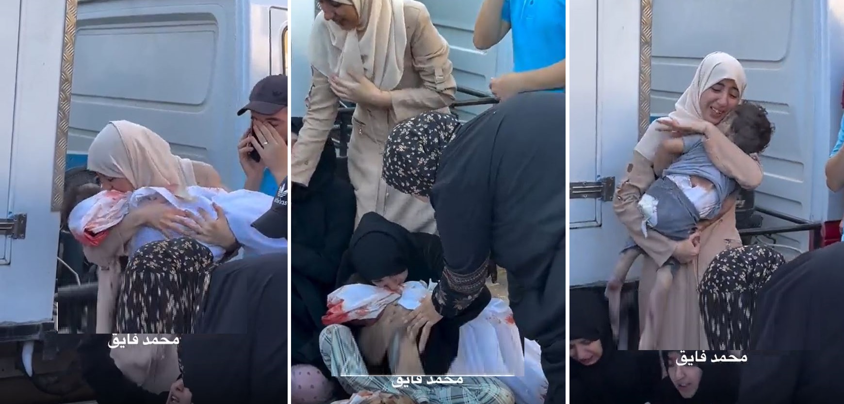 فيديو / عائلة فلسطينية تودع أطفالها الصغار قتلتهم يد الصهاينة الآثمة في غزة