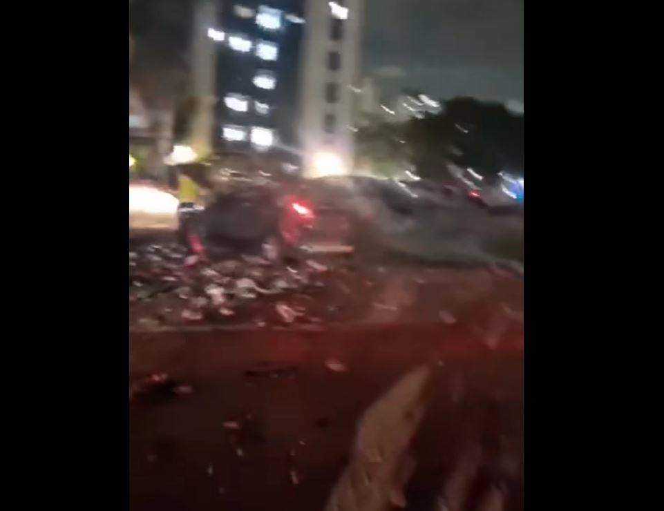Footage documenting destruction in Tel Aviv following wave Palestinian resistance rockets
