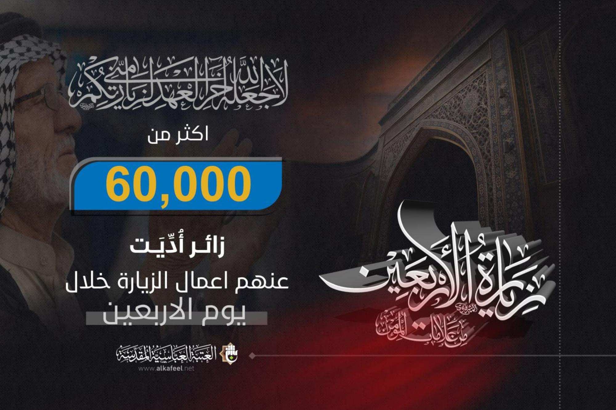 أداء زيارة الأربعين المخصوصة بالنيابة عن أكثر من (69) ألف زائر بواسطة العتبة العباسية المقدسة