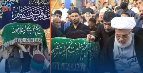 فيديو / ممثل المرجع الأعلى يصلي على جثمان آية الله الخرسان في كربلاء